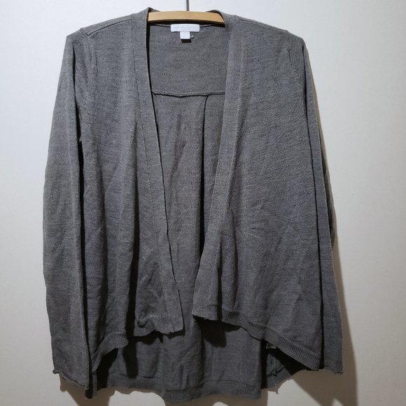 2/$20 New York & Company charcoal grey Cardigan womens size S open waterfall - Picture 1 of 10